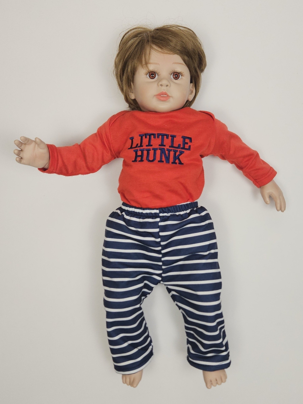 Realistic Reborn Style Toddler Doll 24” Brown Hair Brown Eyes Cloth Body